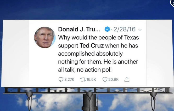 Donald Trump S Old Tweets About Ted Cruz Will Be Posted On Texas