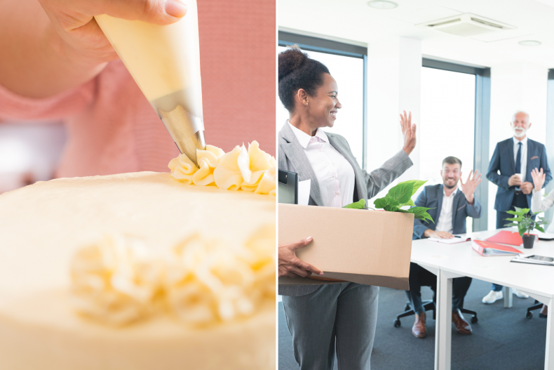 Kuchen und Mitarbeiter verlassen
