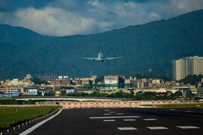 Nancy, Pelosi, avión, hojas, Taipei, Taiwán