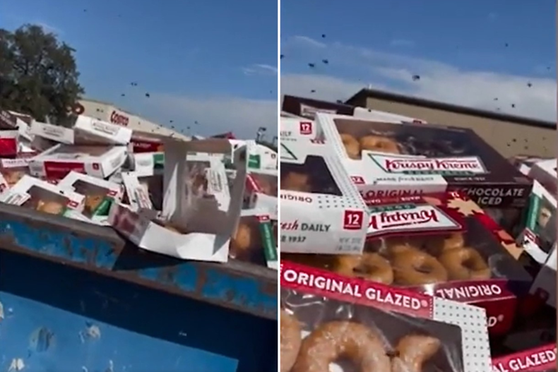 Contenedor lleno de donas Krispy Kreme.