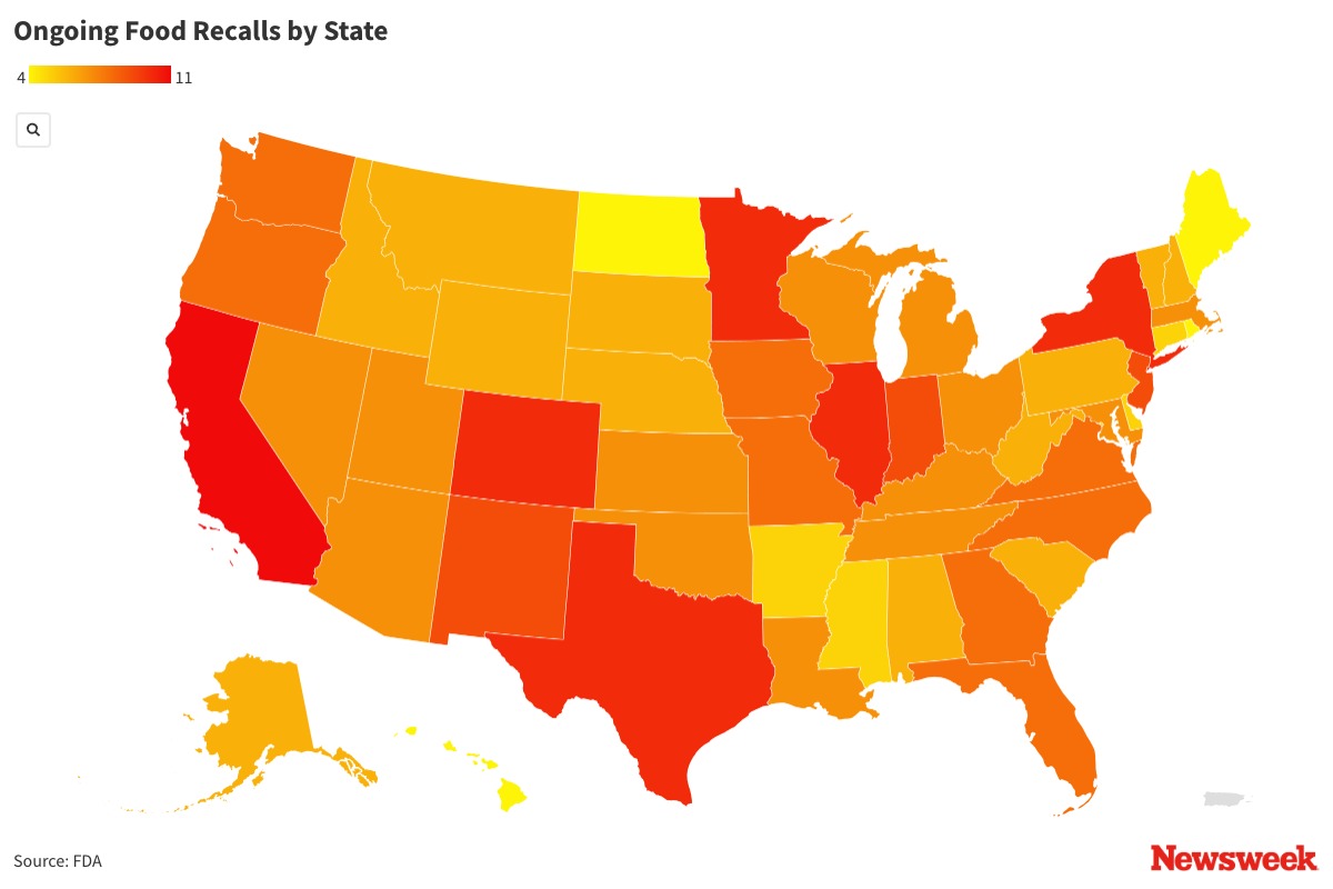 Food Recall Map Shows Every FDA Warning In Each State Newsweek