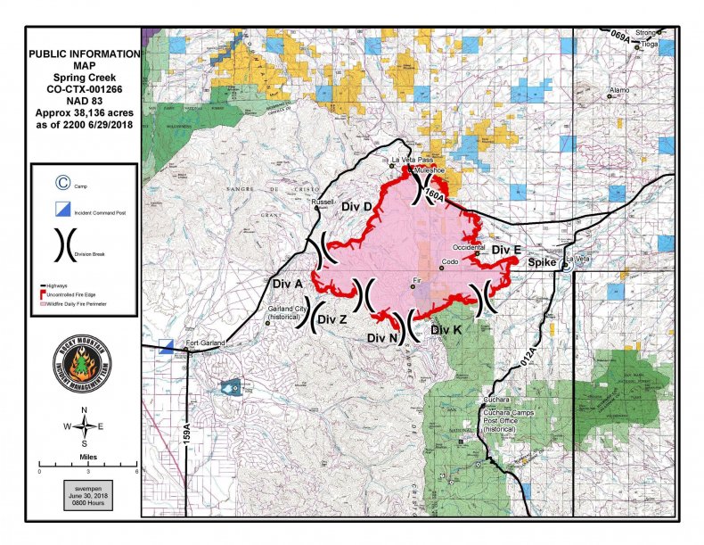 Spring Fire Map Colorado Wildfire Grows To 38,000 Acres