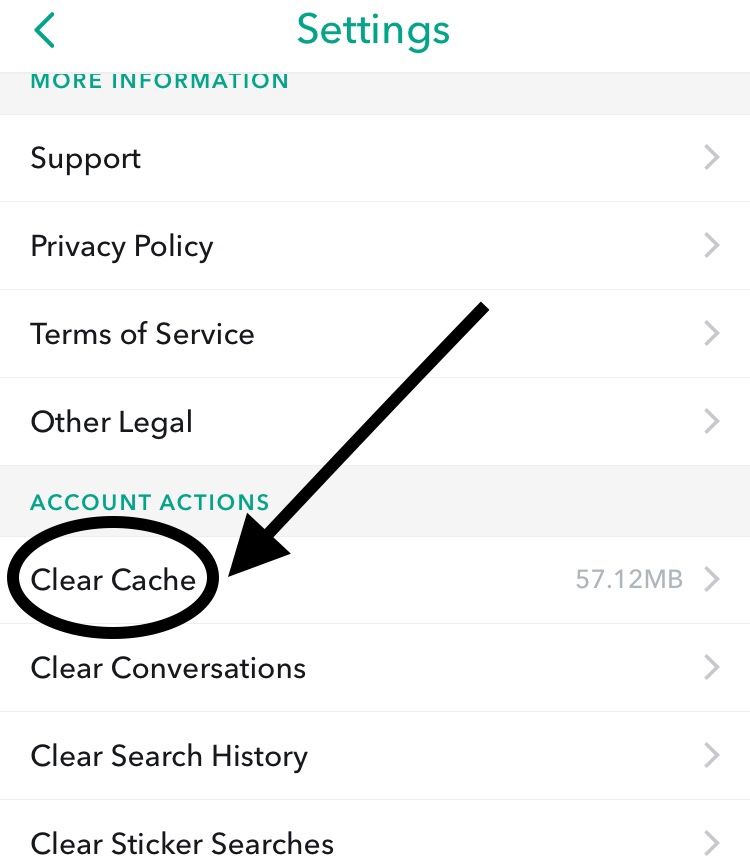 what does clear cache mean on snapchat