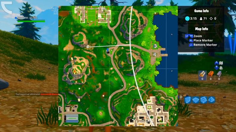 Fortnite Search between gas station stunt Mountain map