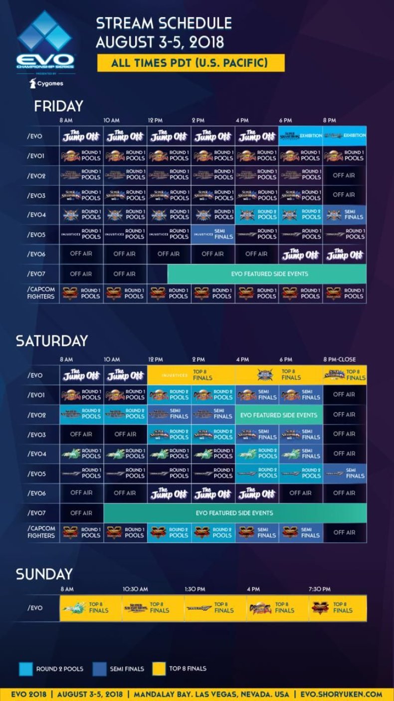 evo 2018 stream schedule
