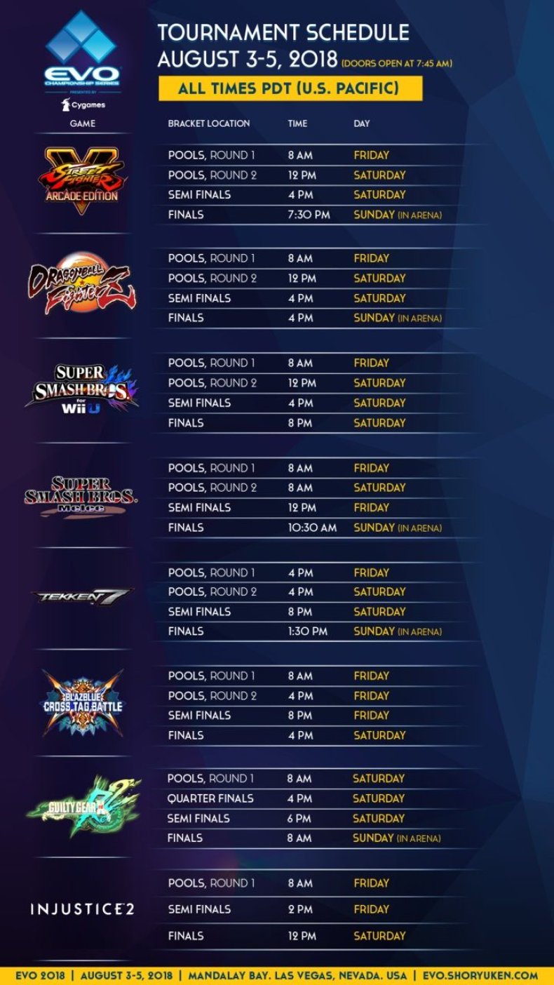 evo 2018 schedule