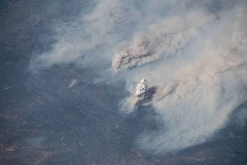 Carr and Ferguson Fire from space Carr and Ferguson Fire from space