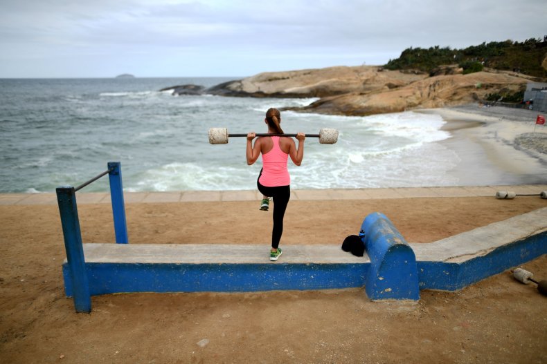 Woman Weights Beach