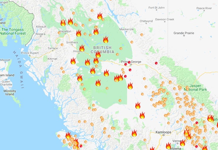 BC Fire Map Canada Shows Where More Than 500 Fires Are Still Burning