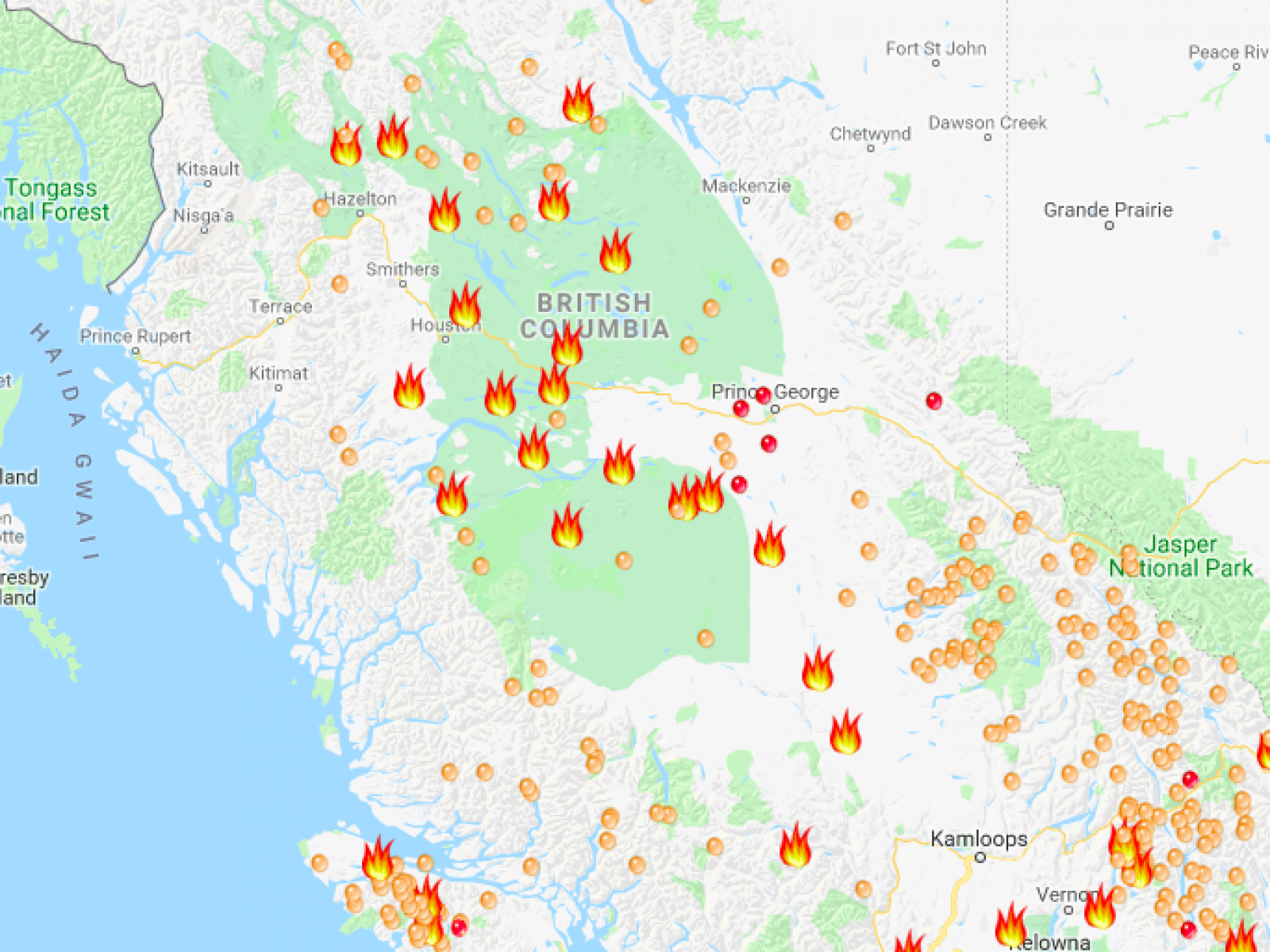 Bc Fire Map Canada Shows Where More Than 500 Fires Are Still Burning
