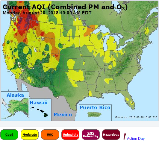 Air Quality Alerts Spokane Washington And Other Places Under   Airnow Monday Map 