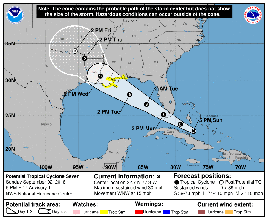 Forecast Update Tropical Storm Gordon Path Could Lead to northern Gulf