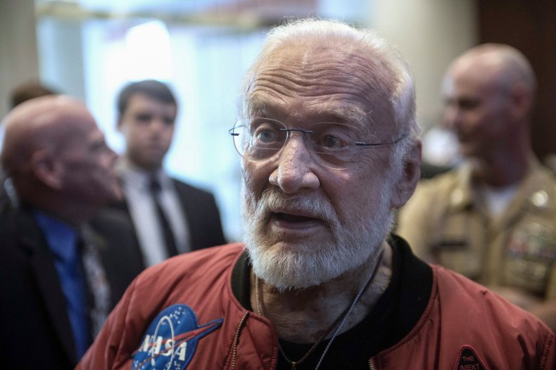 Buzz Aldrin American flag moon landing first man