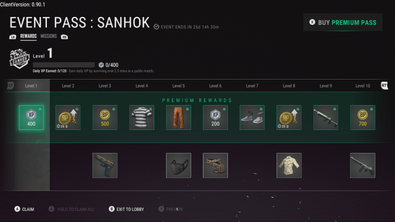 PUBG Sanhok Event Pass 1-10