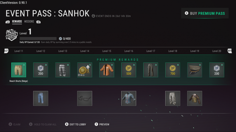 PUBG Sanhok Event Pass 11-20