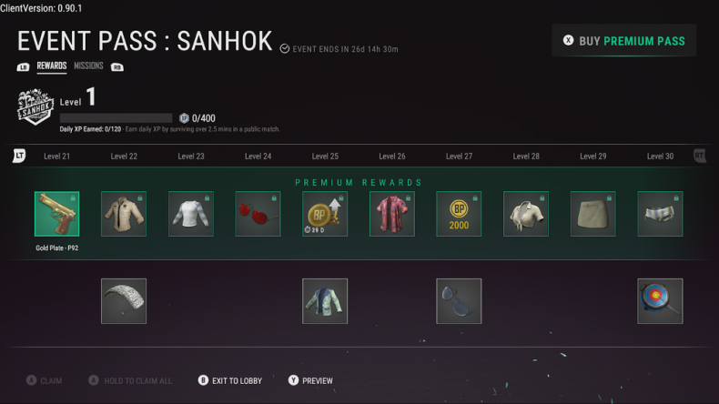 PUBG Sanhok Event Pass 21-30