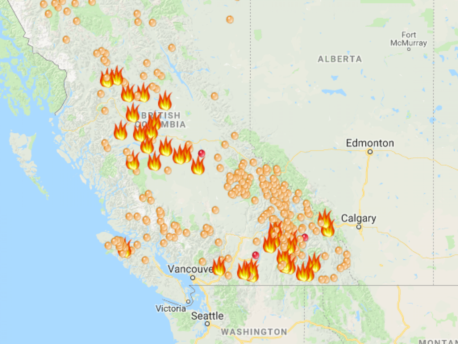 Bc Fire Map Shows Where Almost 600 Canada Wildfires Are Still Burning