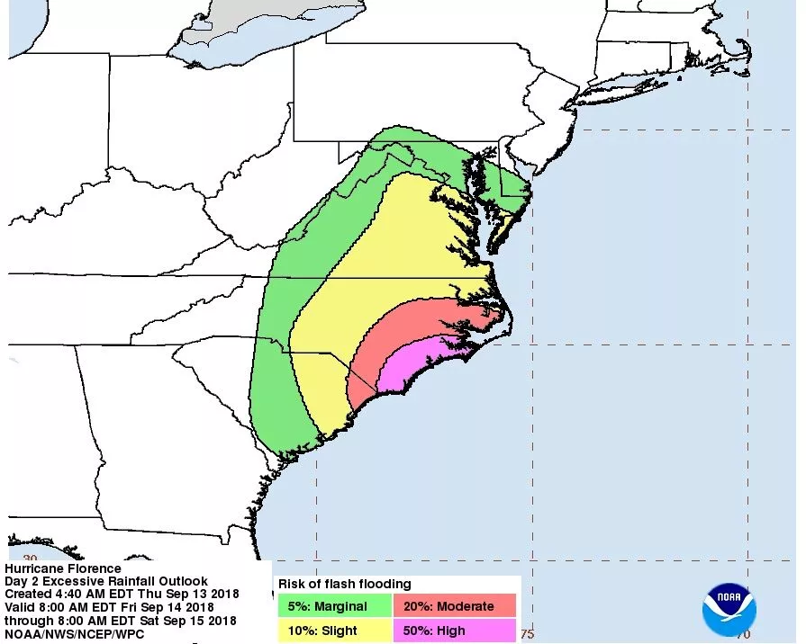 Virginia Flood Zones Map Hurricane Florence Flood Map Flood Zones Watches Warnings In South Carolina North Carolina Virginia