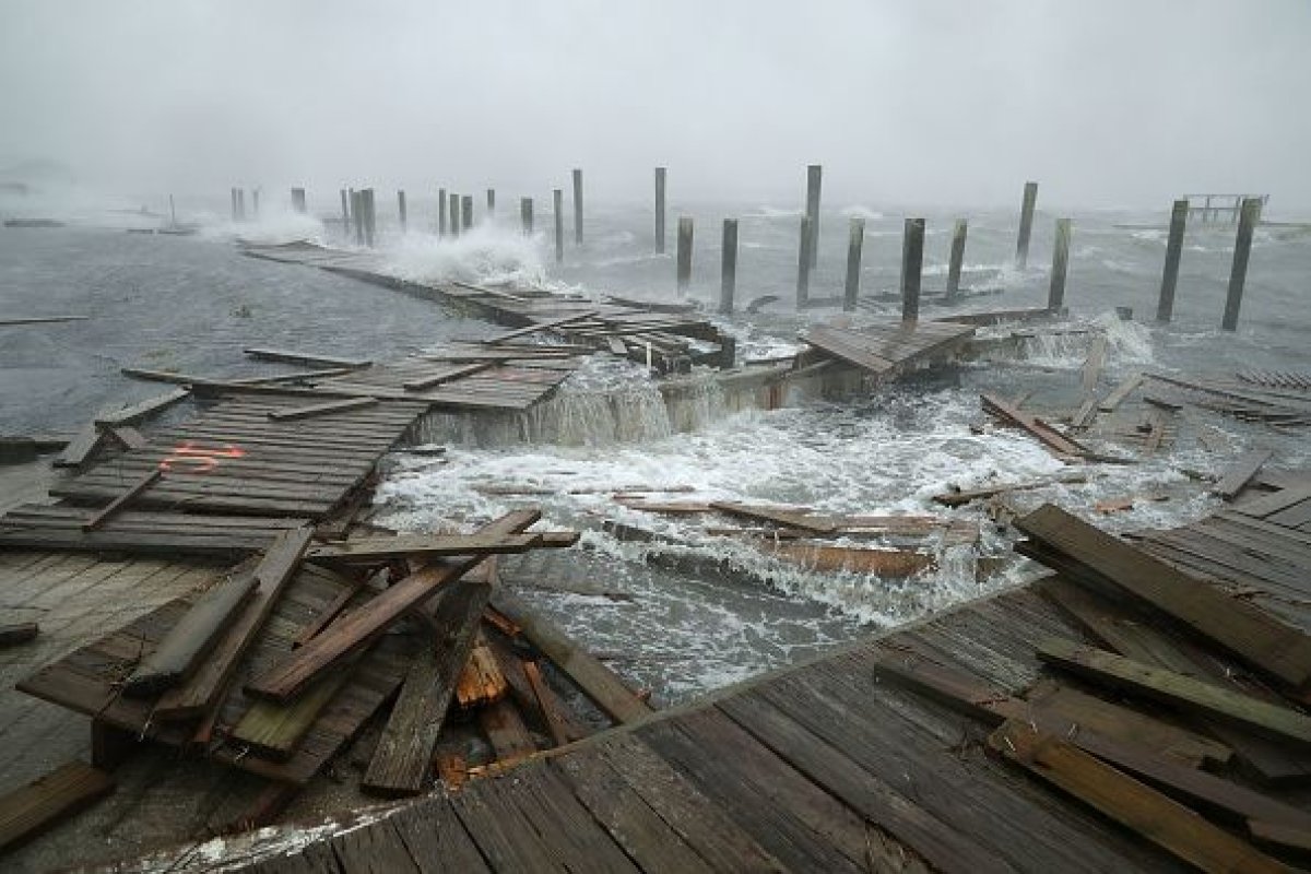 North Carolina Boardwalk In Hurricane Florence