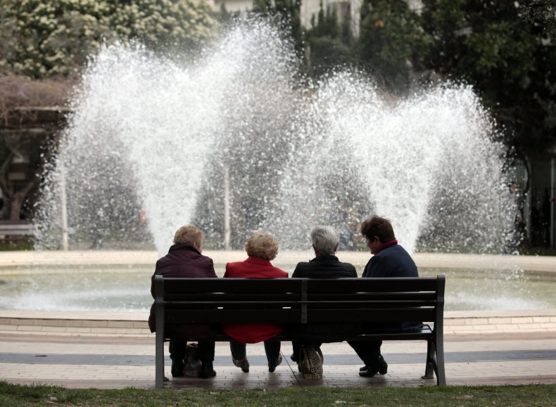 People on bench