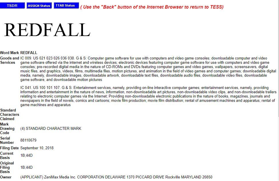 is redfall trademarked