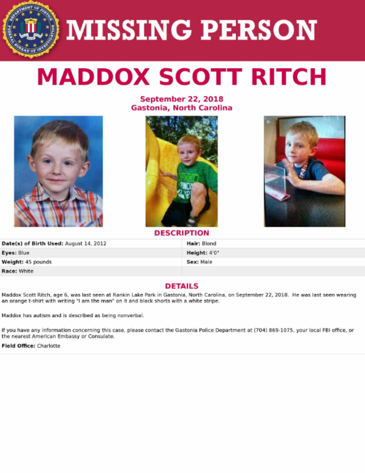 Missing Boy Maddox