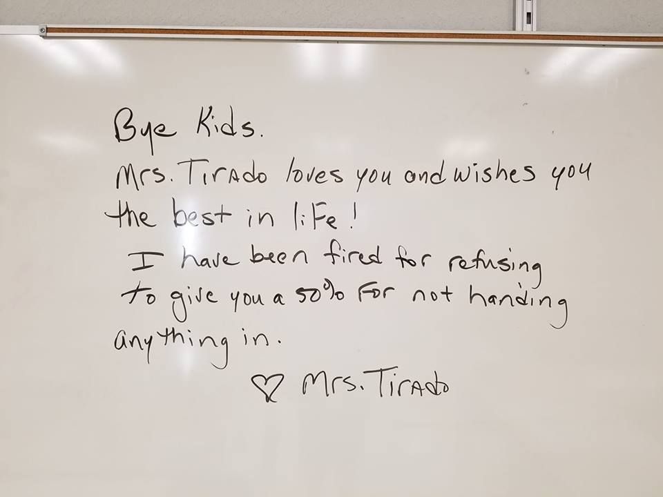 teacher fired no zero policy 