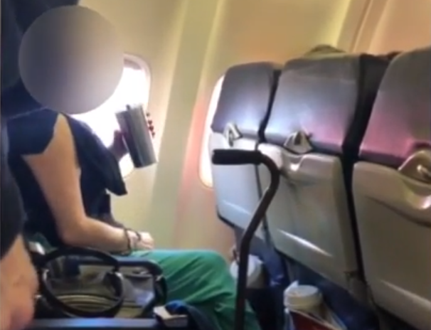 Woman on plane