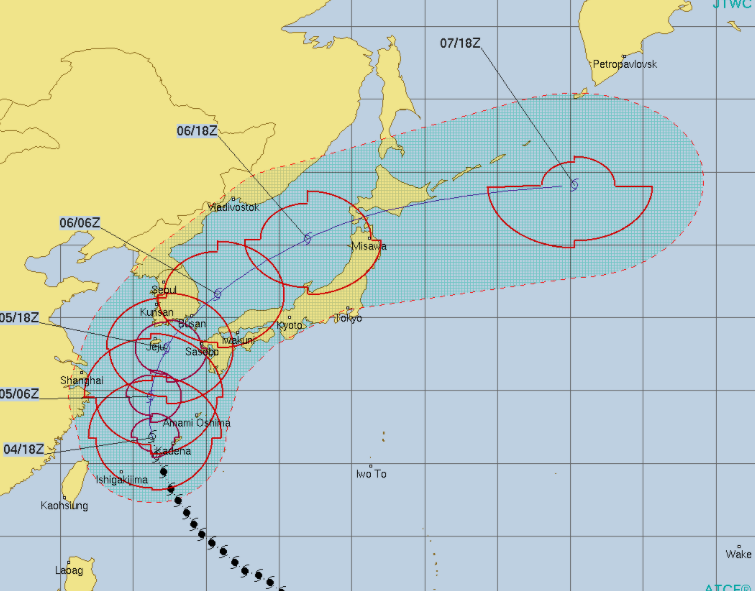 Typhoon Kong Rey Path, Tracker Storm Moving Toward Okinawa, Japan