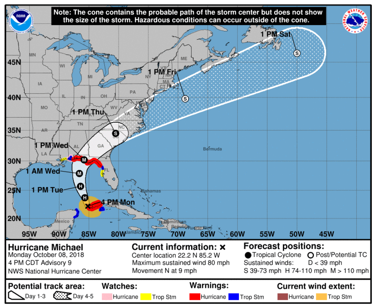 Hurricane Michaal Tracker Monday