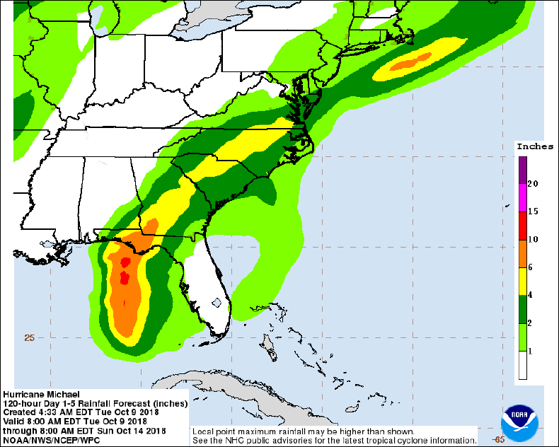 hurricane michael rainfall