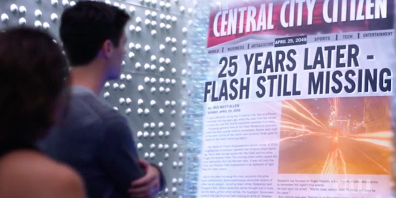 The Flash Season 5 Episode 1 Revisits Crisis Of 2024 In Major Way   2049 Newspaper 25 Years Later Flash Still Missing Season 5 Nora Crisis 2024 Explained 