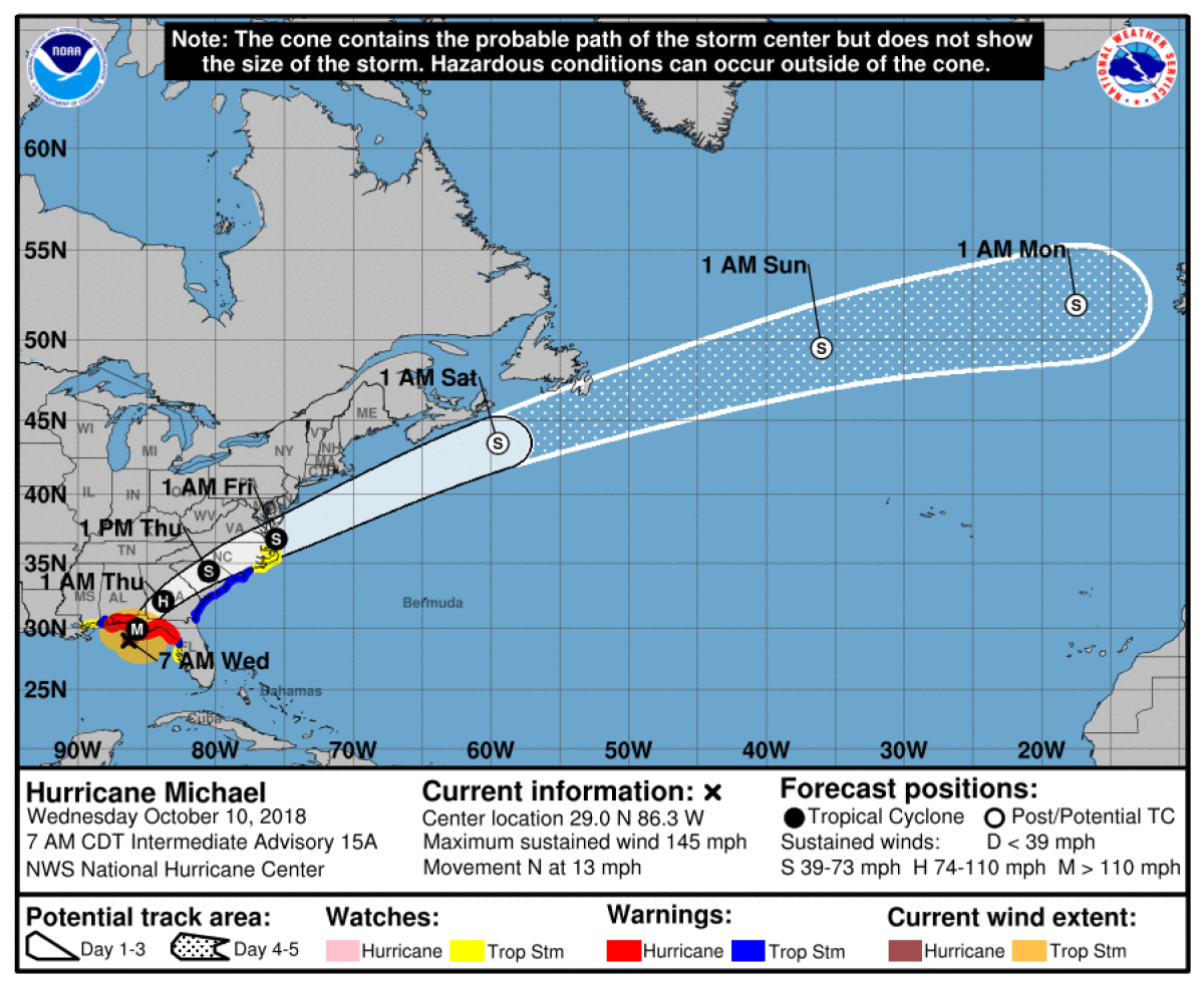 Hurricane Michael Path Wednesday A.M.