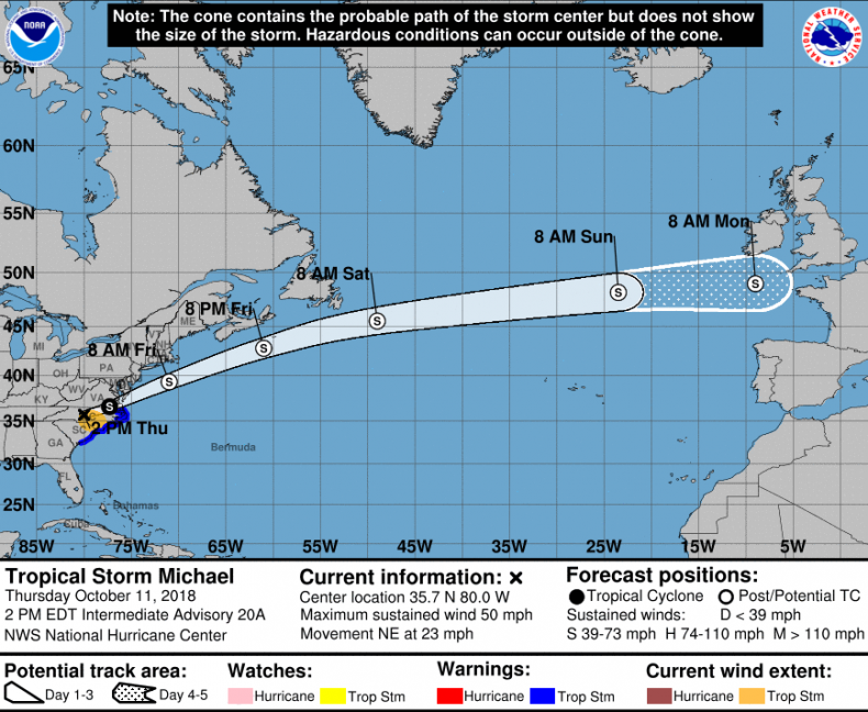 Where is hurricane michael located now