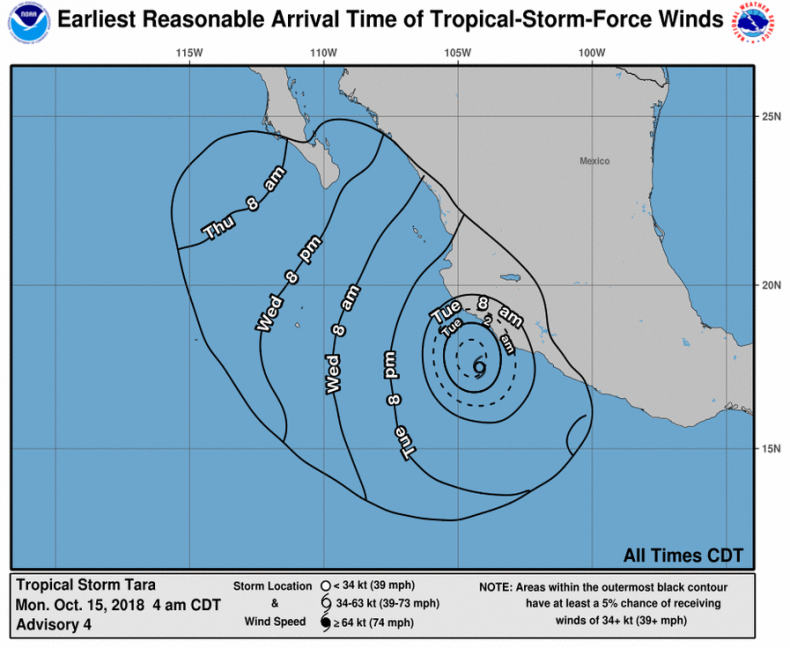 tropical storm tara winds mexico