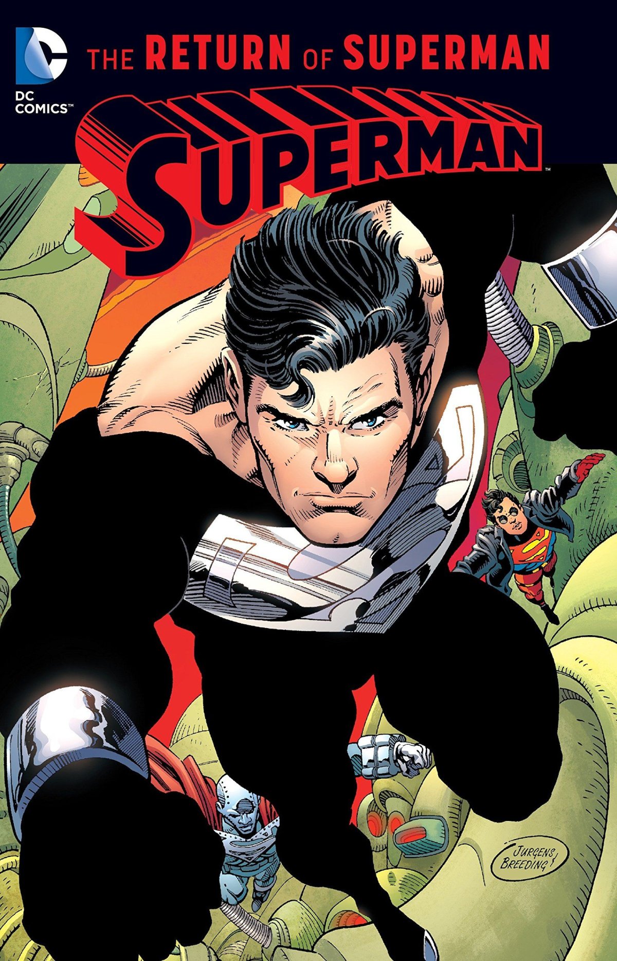 black superman suit arrowverse crossover return of superman dc comics death