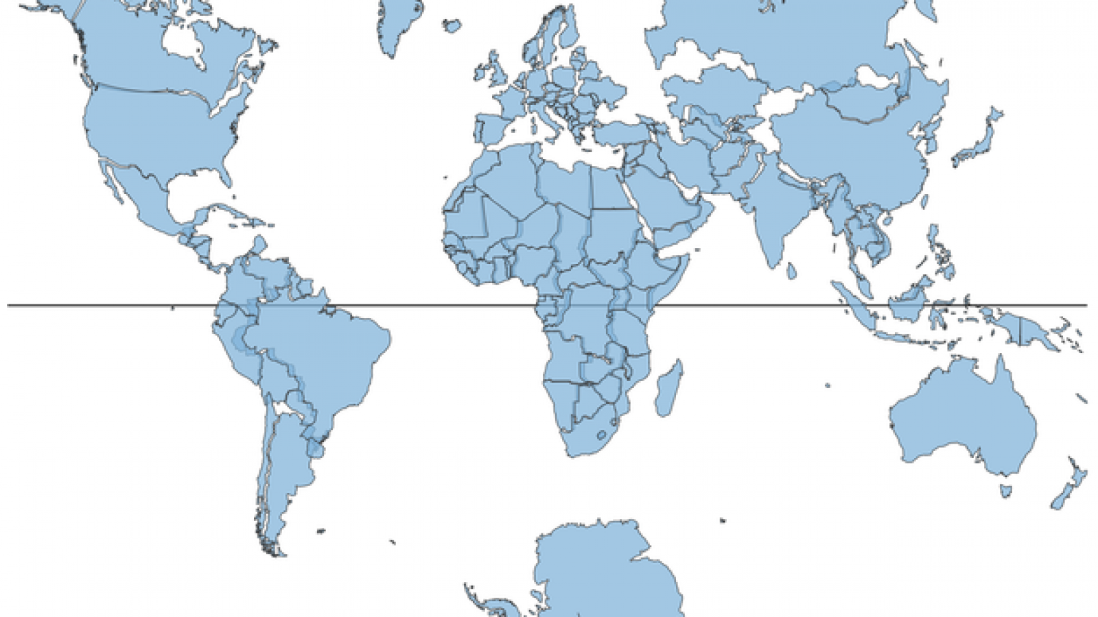 Landmass map of the world. 