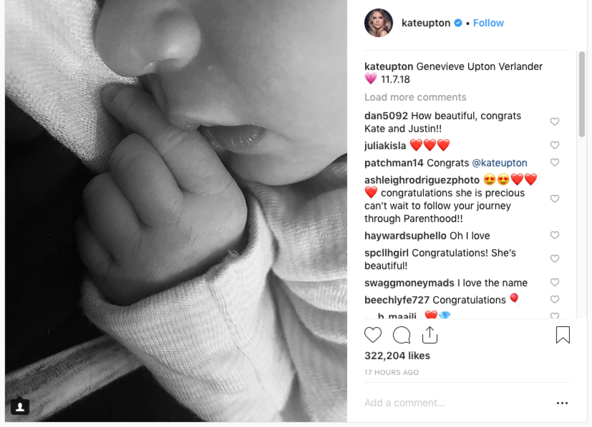 Justin Verlander Baby Photo on Instagram