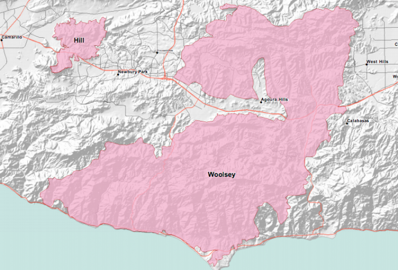 wildfire map, woolsey fire hill fire
