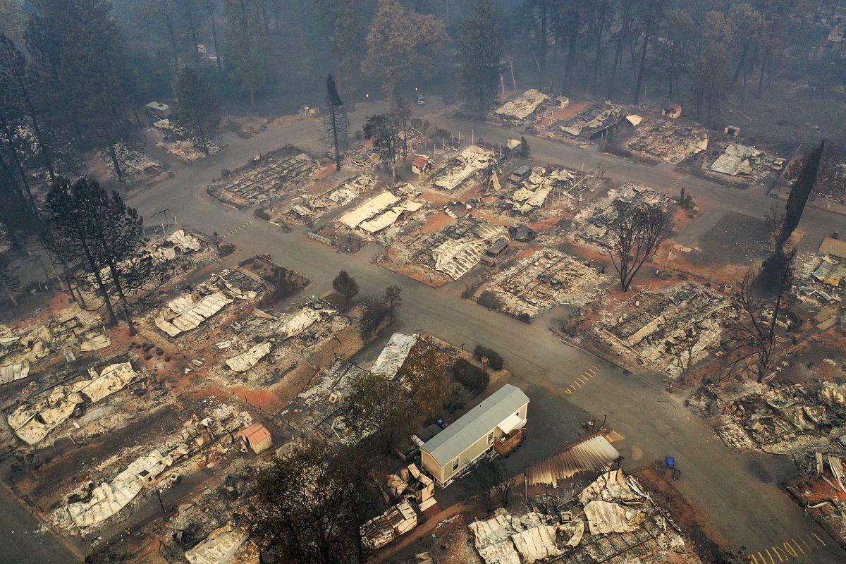 paradise california after camp fire aerial