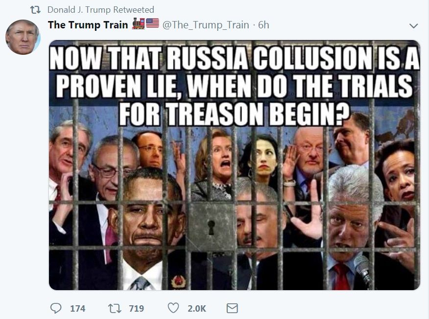 Did Trump Just Accuse Rod Rosenstein Of Treason President Retweets   Trump Treason Twitter Retweet 