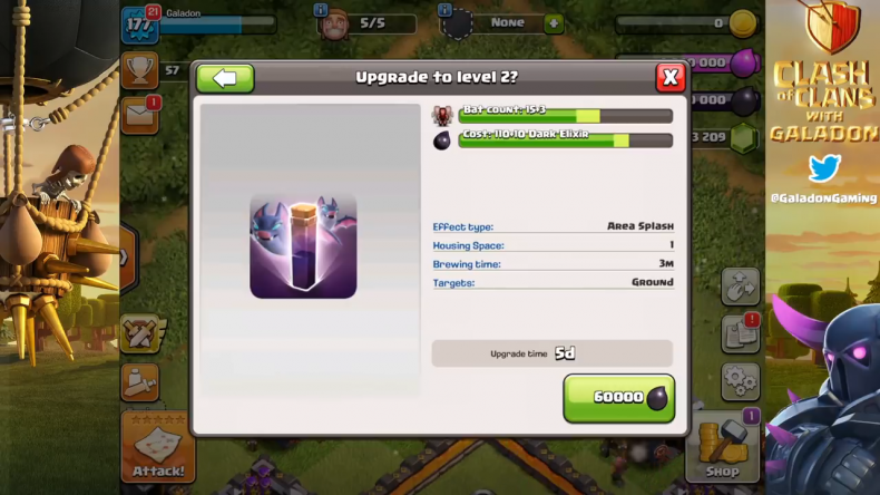 Clash of Clans bat spell stats