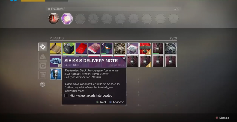 Destiny 2 Siviks Delivery Note