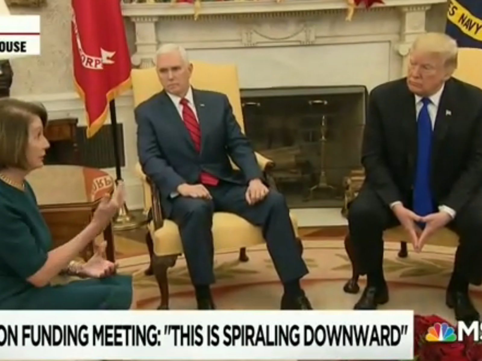 Mike Pence Looks Like He S At A Strip Club Msnbc Panelists Ridicule Vice President S Posture At Oval Office Meeting