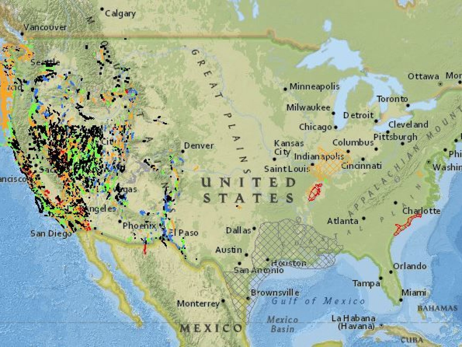 Fault Lines In The United States Map_ Map Of Us Topographic
