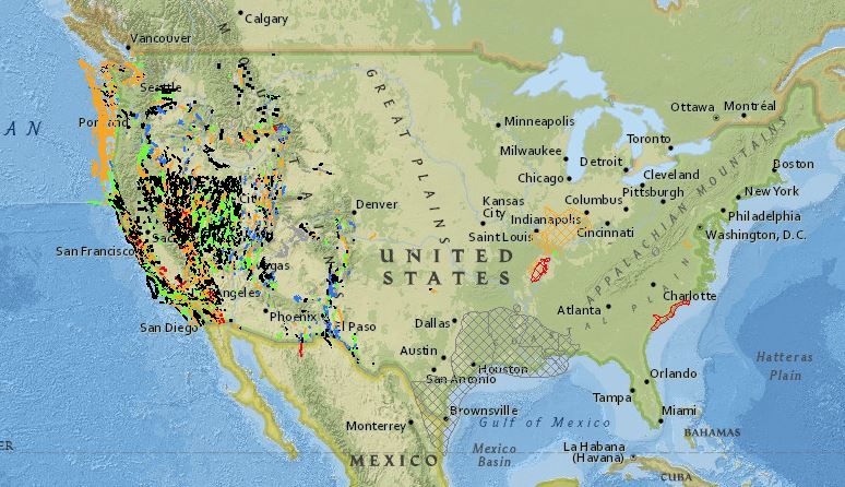 United States Earthquake Fault Line Map