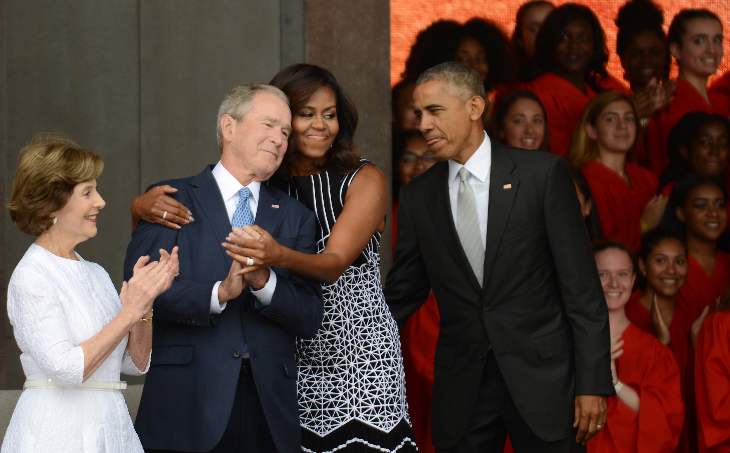 Michelle Obama Explains Viral Candy Sharing Moments With George W. Bush