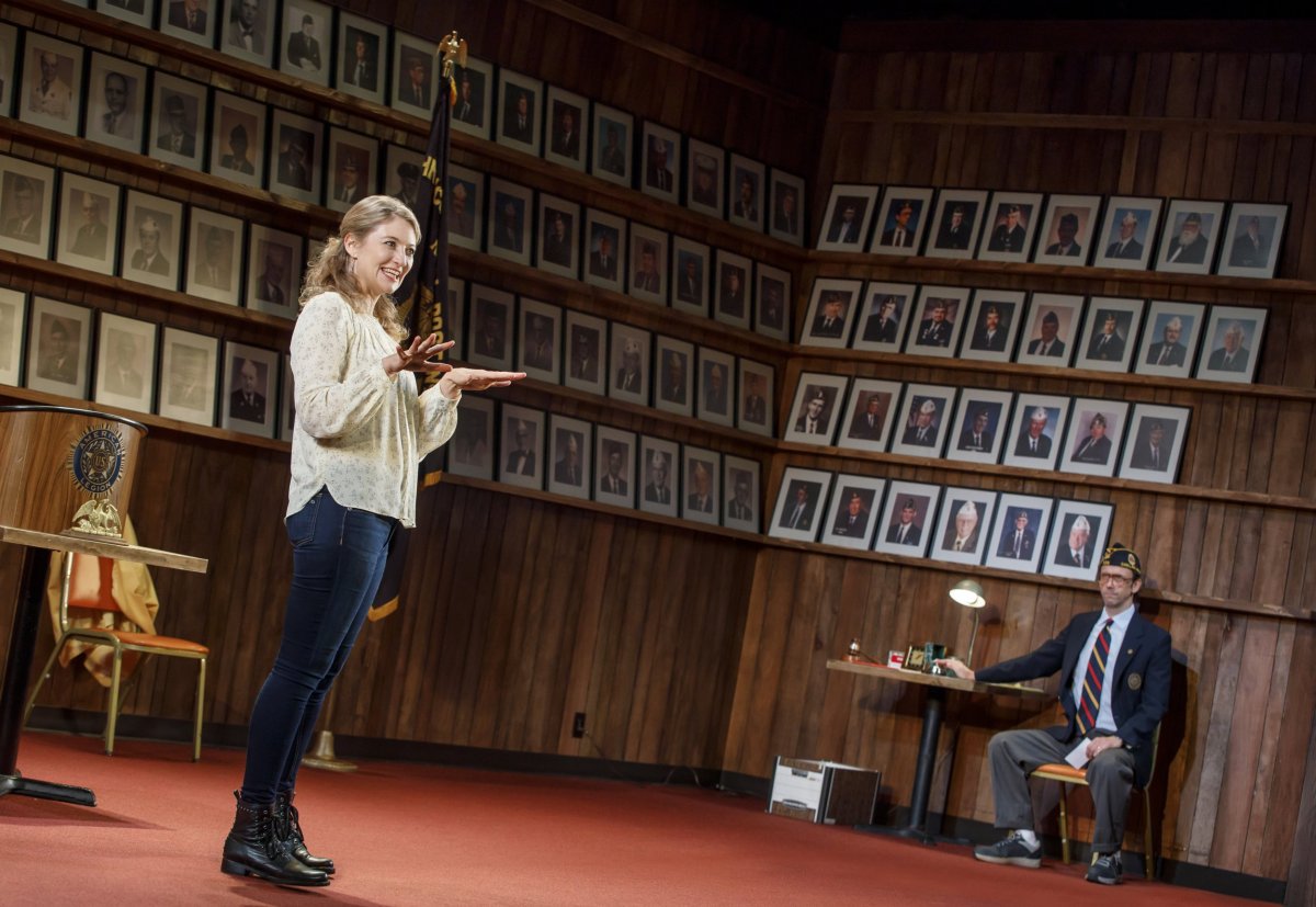 Heidi Schreck and Mike Iveson in WHAT THE CONSTITUTION MEANS TO ME at New York Theatre Workshop, Photo by Joan Marcus