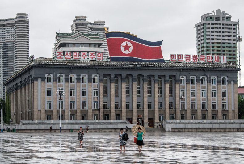 North Korea flag Pyongyang