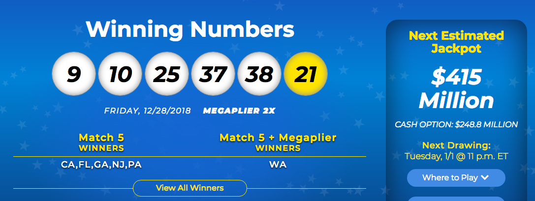 mega millions numbers today winner